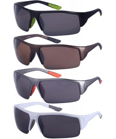 Men's Rectangular Half Frame Performance Sunglasses 570076AM-FM - White - C7126ZMPKU3 $7.06 Rectangular