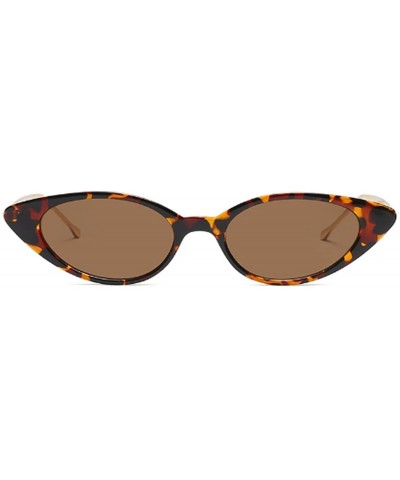 Unisex Vintage Slender Oval Sunglasses Small Metal Frame lens eyewear - Leopard - CO18DW84A4L $10.12 Goggle