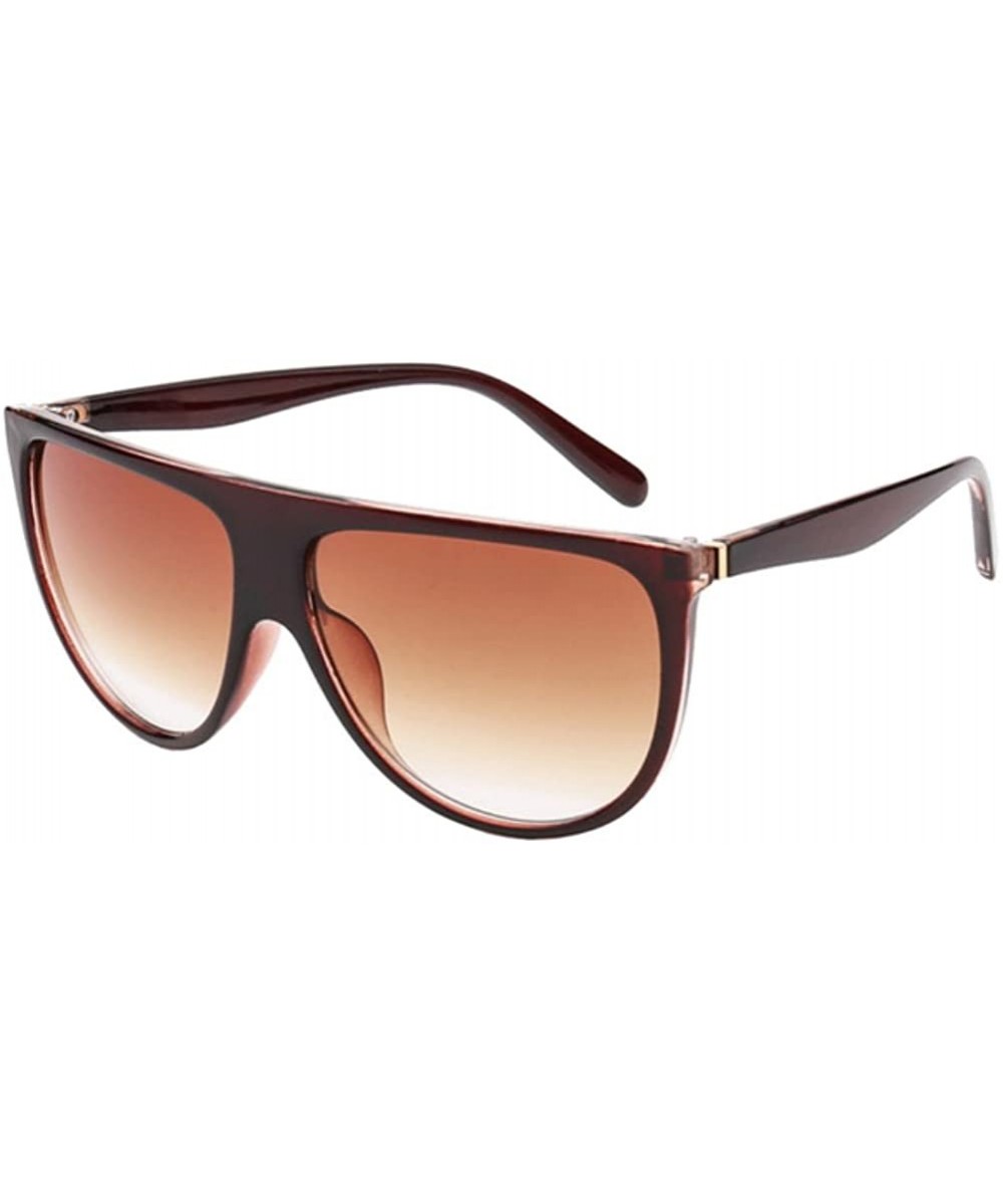 Women Oversized Vintage UV400 Sunglasses Ladies Thin Shadow Glasses - Brown - CX183D3MYEU $6.04 Oversized