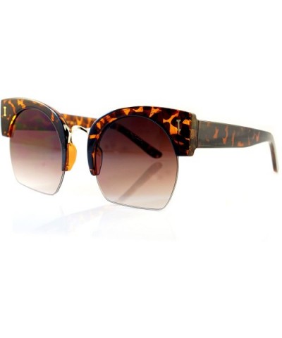 Retro Bold Frame Horn Rimmed Bottom Cut Round Sunglasses A122 - Tortoise/ Brown Sd - CD180A4XD6C $7.30 Square