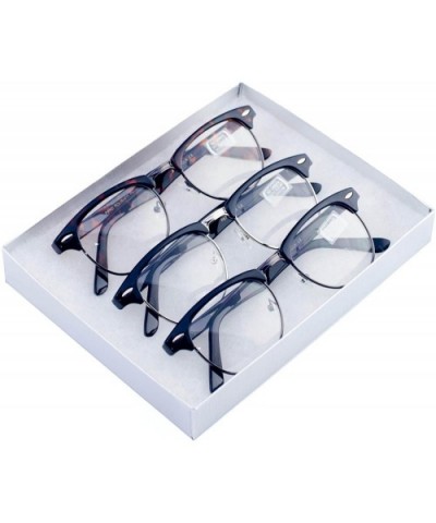 Men Women Glasses Half Frame Horned Rim Retro Classic Style - Clear-assorted - CA185H5E0SX $13.16 Wayfarer