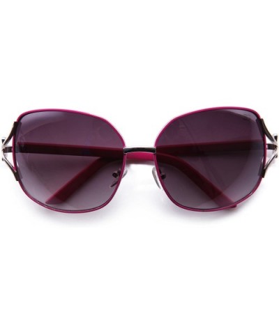 Fashion Classic Classy Bow Temple Design Sunglasses - Hot Pink - CQ11CJUPK3N $7.10 Aviator
