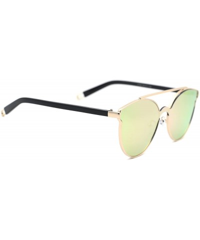 Women's Crossbar Flat Seamless Metal Sunglasses - B - CF182HIERHX $10.67 Oval