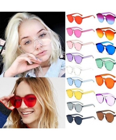 1pcs Unisex Fashion Candy Colors Round Outdoor Sunglasses Sunglasses - Transparent - CK199XO4YN7 $15.49 Round