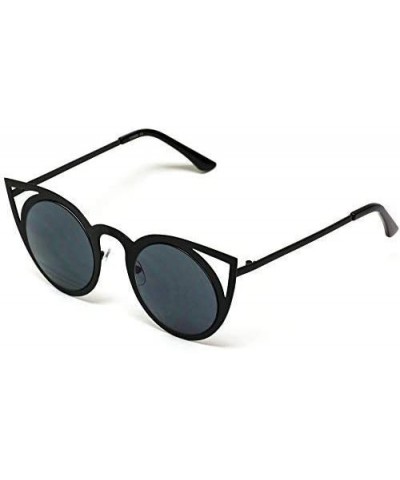 Womens Cateye Retro Fashion Retro Round Lens Cat Eye Sunglasses - Black Frame / Black Lens - C41266PD0M9 $15.02 Cat Eye