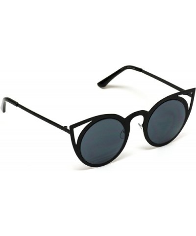 Womens Cateye Retro Fashion Retro Round Lens Cat Eye Sunglasses - Black Frame / Black Lens - C41266PD0M9 $15.02 Cat Eye