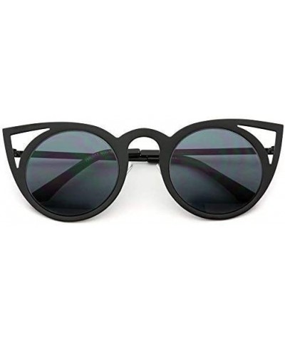 Womens Cateye Retro Fashion Retro Round Lens Cat Eye Sunglasses - Black Frame / Black Lens - C41266PD0M9 $15.02 Cat Eye