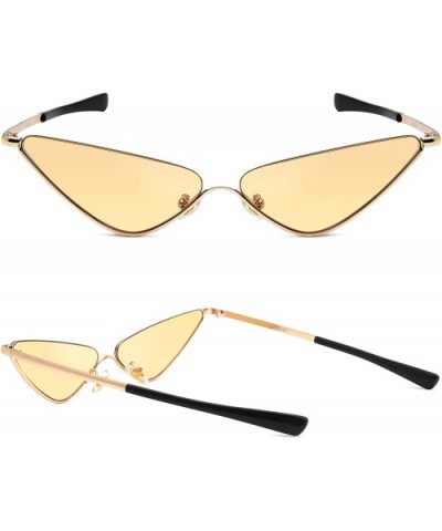 Retro Cat Eye Small Lenses Sunglasses Slender Metal Frame Ladies Fashion Vintage Triangle Sun Glasses For Women - CS18S7R6640...