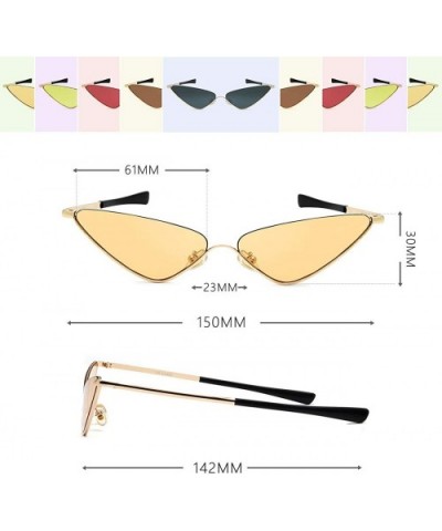 Retro Cat Eye Small Lenses Sunglasses Slender Metal Frame Ladies Fashion Vintage Triangle Sun Glasses For Women - CS18S7R6640...