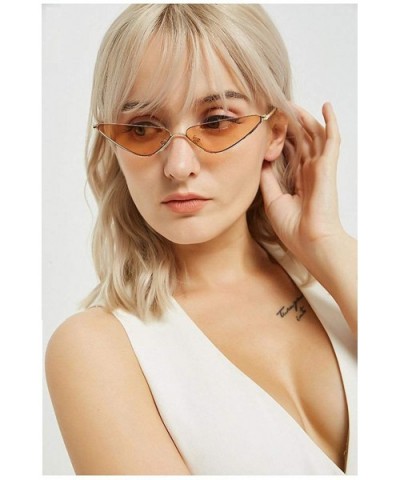 Retro Cat Eye Small Lenses Sunglasses Slender Metal Frame Ladies Fashion Vintage Triangle Sun Glasses For Women - CS18S7R6640...