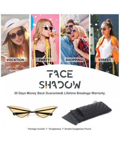 Retro Cat Eye Small Lenses Sunglasses Slender Metal Frame Ladies Fashion Vintage Triangle Sun Glasses For Women - CS18S7R6640...