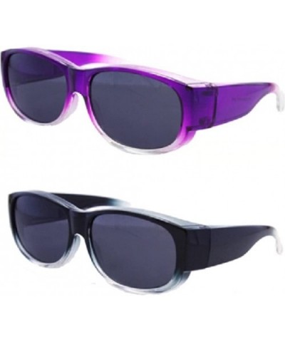 Colorful Two Tone Ombre Fit Over Sunglasses - Wear Over Eyeglasses - 1 Black / 1 Purple - CA12MZLULPN $18.74 Square