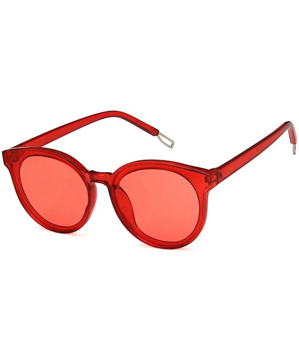 Unisex Sunglasses Retro Bright Black Grey Drive Holiday Oval Non-Polarized UV400 - Transparent Red - C618RLSW488 $5.63 Oval