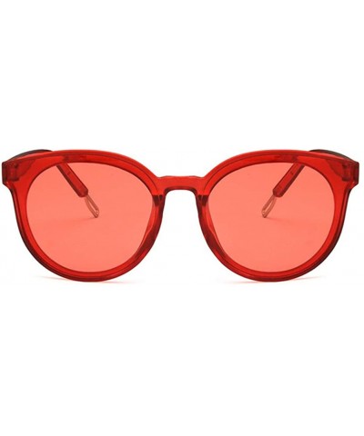 Unisex Sunglasses Retro Bright Black Grey Drive Holiday Oval Non-Polarized UV400 - Transparent Red - C618RLSW488 $5.63 Oval