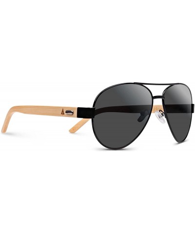 Wooden Bamboo Sunglasses Temples Classic Top Gun Retro Metal Frame Top Gun Wood Sunglasses - Black Frame - C512DMYBWKT $43.13...