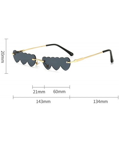 Fashion Red Pink Unique Small Heart Rimless Punk Sunglasses Rimless Women 2020 Sexy Female party sunglasses UV400 - CA1905NTS...