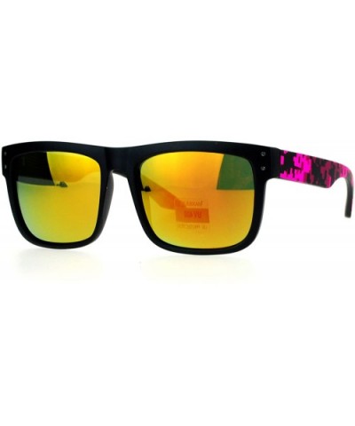 Mirrored Lens Digital Camo Rectangular Sport Horn Rim Sunglasses - Pink - C212EDWW6NB $7.53 Wayfarer
