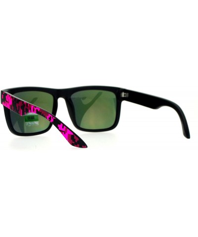 Mirrored Lens Digital Camo Rectangular Sport Horn Rim Sunglasses - Pink - C212EDWW6NB $7.53 Wayfarer