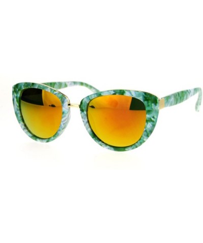 Womens Fashion Sunglasses Oval Cateye Designer Style Shades - Green Marble - CQ1876XDI4D $8.41 Oval