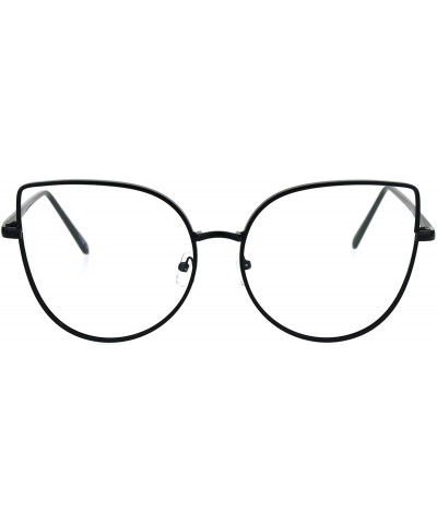Womens Metal Rim Flat Panel Oversize Cateye Clear Lens Eye Glasses - Black - CI17YX7HURY $9.69 Oversized