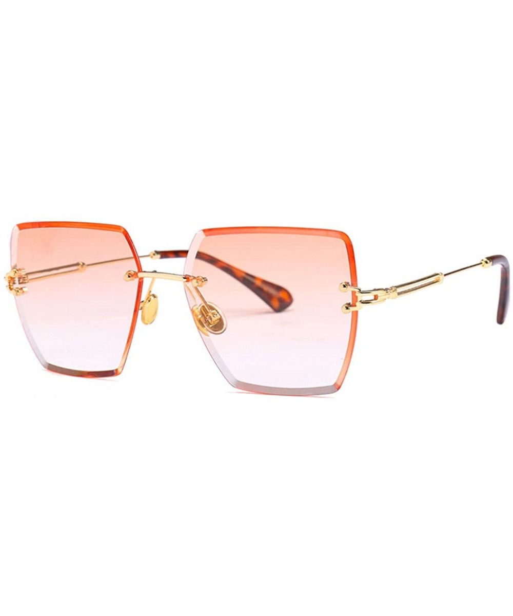 Fashion Men women Oversized Frameless Candy color Sunglasses UV400 - Orange - CL18NL9XZUH $9.01 Oversized