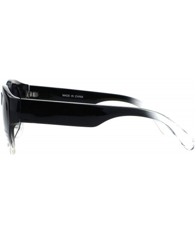 Mens Thick Vintage Plastic Nerdy Hipster Retro Sunglasses - Black Clear Black - CF18QLHSZXD $6.51 Rectangular