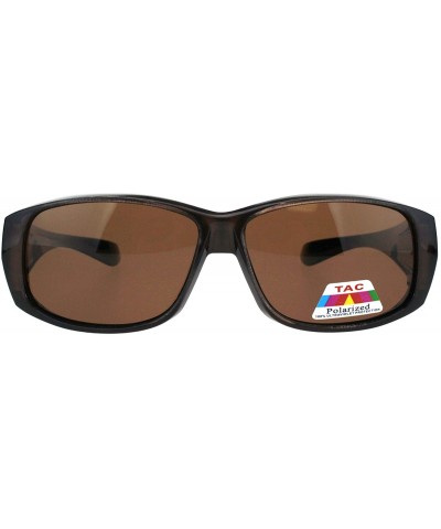 Antiglare Polarized 58MM Light Weight Fit Over Rectangular Sunglasses - All Brown - CQ18IIN3KKS $6.13 Rectangular