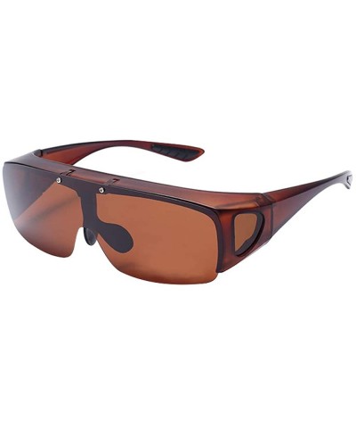 Polarized Sunglasses/Night Vision Glasses Fit Over Prescription Glasses - Brown - Sunglasses - CY18RH8ZARG $7.67 Goggle