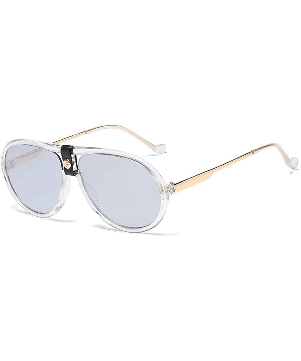 Leather sunglasses Pilot Sunglasses Women Men Vintage Oversizd Glasses Mirror Lens - 4 - CI18Z77MC80 $17.03 Square