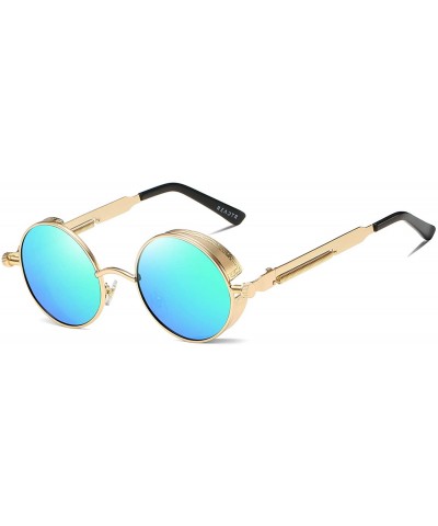 Polarized Round Sunglasses for Men Driving Fishing UV400 Protection Alloy Golden Frame - Green - C318AXU30HL $11.37 Round