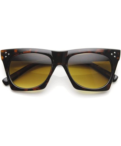 Mod Fashion Angular Riveted Horn Rimmed Sunglasses (Tortoise Amber) - CC11GT19UTX $7.31 Square