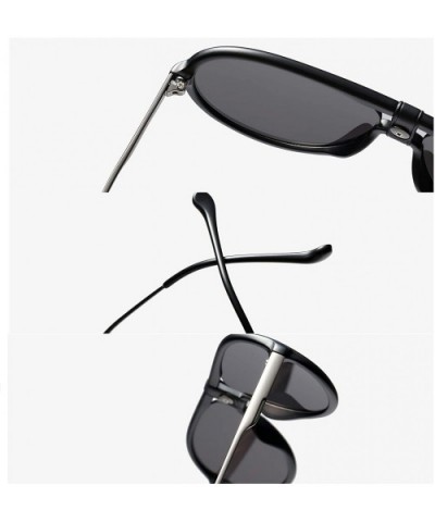 Leather sunglasses Pilot Sunglasses Women Men Vintage Oversizd Glasses Mirror Lens - 4 - CI18Z77MC80 $17.03 Square