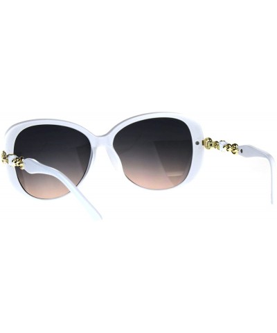 Womens Classy Fashion Sunglasses Rose Chain Decor Temple UV 400 - White - CL180XTI5WH $8.17 Square