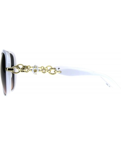 Womens Classy Fashion Sunglasses Rose Chain Decor Temple UV 400 - White - CL180XTI5WH $8.17 Square