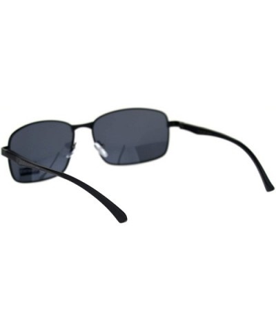 TAC Polarized Lens Mens Rectangular Sunglasses Aluminum Temple Spring Hinge - Black (Black) - CL1923CSEMN $8.37 Rectangular