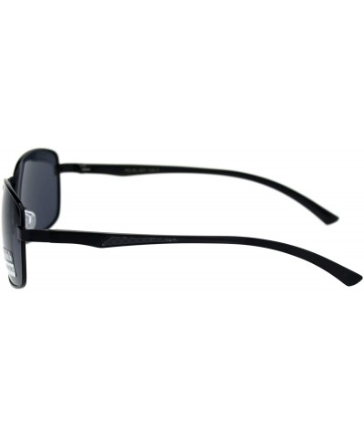 TAC Polarized Lens Mens Rectangular Sunglasses Aluminum Temple Spring Hinge - Black (Black) - CL1923CSEMN $8.37 Rectangular