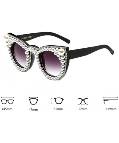 Female Plastic Round Frame With Rhinestones Decoration Sunglasses - White Black A1 - CK18W4E8WC7 $19.78 Round