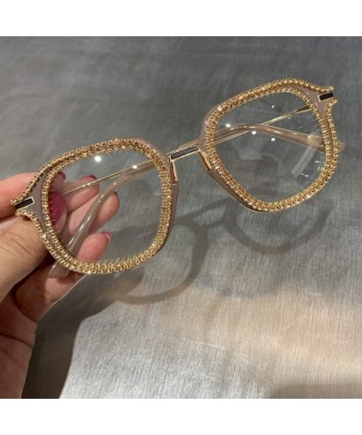 Gold Rhinestone Cat Eye Sunglasses Women Er Shades Sun Glasses Men Vintage Metal Clear Eyewear UV400 Sunglass - CX199CMRS00 $...