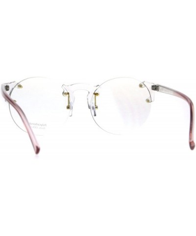 Round Circle Clear Lens Glasses Rimless Clear Frame Color Tip UV 400 - Clear Pink - CU180Q660D2 $7.51 Oval