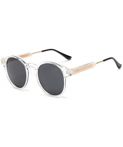 Round Sunglasses Men Women Unisex Retro Vintage Design Small Sun Glasses Driving Sunglass Ladies Shades - Clear - CJ198AHTQD6...