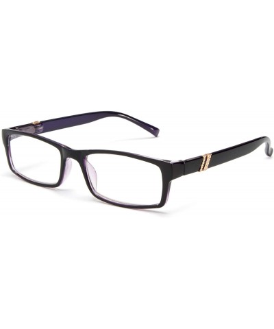 Unisex Slim Fit Temple Design Metal Frame Clear Lens Glasses - Purple - CL11YN6MCN7 $6.20 Oversized