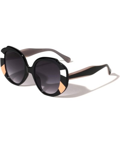 Color Stripe Butterfly Designer Sunglasses - Black - CZ19739CDGL $9.59 Butterfly
