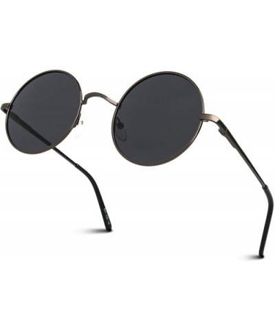 Retro John Lennon Sunglasses for Men Women Polarized Hippie Round Circle Sunglasses MFF7 - B 51mm Gun Grey - C2186T3LSRY $11....