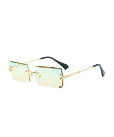 New Frameless Cut Edge Square Sunglasses Fashion Men and Women Small Color Sun Glasses - Pink - CH199QKY49X $7.17 Square