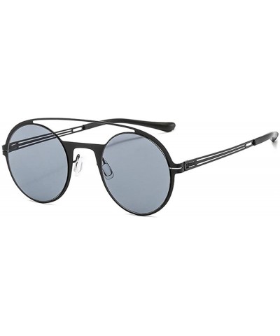 round frame punk elastic temples personality unisex fashion brand designer men's sunglasses T103 - Black - CO197CU9XCO $10.29...