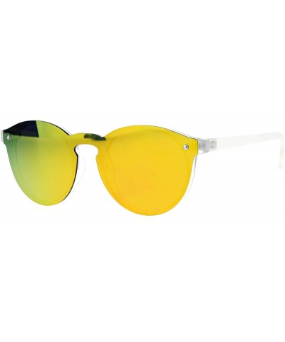 Rimless Style Sunglasses Round Oval Keyhole Frame Mirror Lens UV 400 - Frost (Orange Mirror) - CJ18762SXX6 $8.12 Oval
