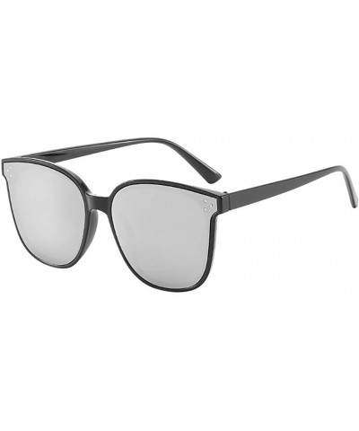 Men's and women's universal sunglasses retro Harajuku box mdding sunglasses - Silver - CN18T3T306Y $4.17 Rectangular