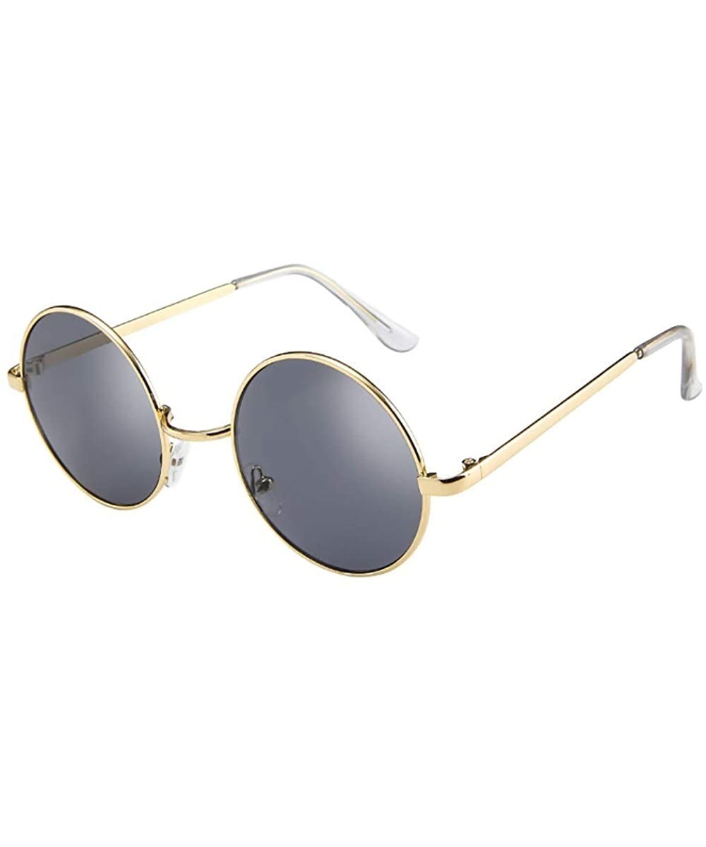 Women Men Vintage Sun Glasses New Unisex Driving Metal Round Frame Sunglasses Eyewear - Gray - CS18ST2GI4O $6.56 Round