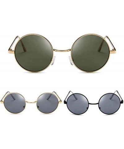 Women Men Vintage Sun Glasses New Unisex Driving Metal Round Frame Sunglasses Eyewear - Gray - CS18ST2GI4O $6.56 Round