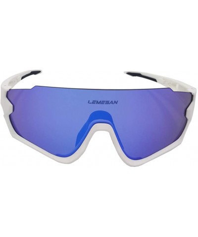 Polarized Sports Sunglasses Cycling Glasses Baseball Fishing Golf Driving Goggle - 02white&bluelenes - C418YZYQUA4 $15.08 Round